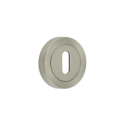 Jedo Designer Standard Keyway Escutcheons on 50mm Round Rose Satin Nickel - By Frelan Hardware - JV503SN