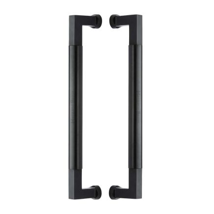 Heritage Brass Door Pull Handle Bauhaus Design 330mm Matt Black Finish
