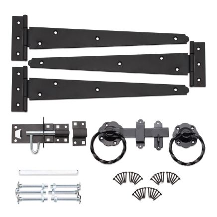12" 300mm Twist Ring Gate Ironmongery Kit Black