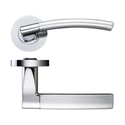 Zoo Hardware Amalfi lever on round rose - Satin Chrome / Polished Chrome
