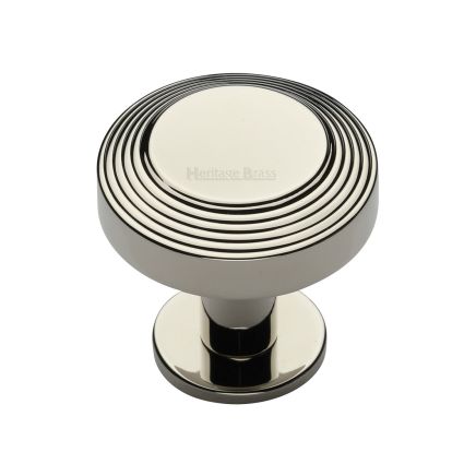 Heritage Brass Cabinet Knob Ridge Design with Rose 32mm Polished Nickel finishUK Registered Design Number 6194410