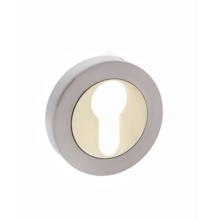 STATUS Euro Escutcheons on Round Rose - Satin Nickel/Polished Brass