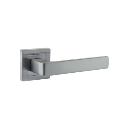 STATUS Montana Lever Door Handle on S4 Square Rose - Satin Chrome