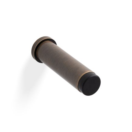 Valli 76 x 20mm - Wall Mounted Plain Doorstop on Rose - Concealed Fix - Antique Brass