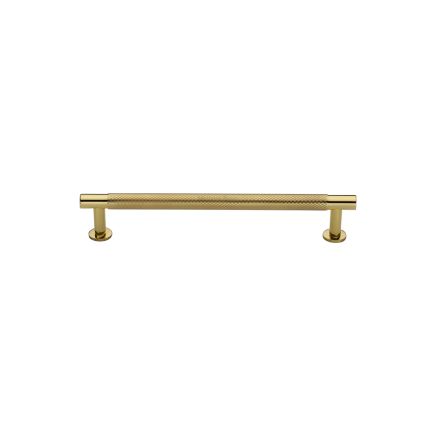 Heritage Brass Cabinet Pull Partial Knurled Design with 16mm Rose 96mm CTC Polished Brass finish