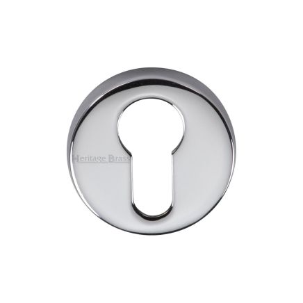 Heritage Brass Euro Profile Cylinder Escutcheon Polished Chrome finish