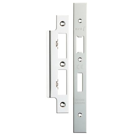 Forend Strike & Fixing Pack To Suit Din Euro Sash/Bathroom Lock-Bright Stainless Steel-Square Forend - Bright Stainless Steel