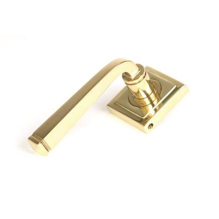 Polished Brass Avon Round Lever on Rose Set (Square) - Unsprung