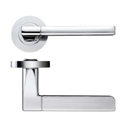 Zoo Hardware Venice lever on round rose - Satin Chrome / Polished Chrome