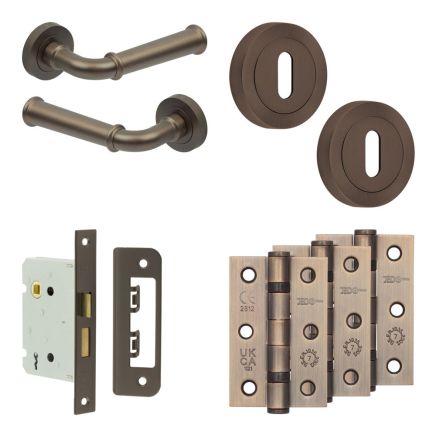 Complete Classic Door Handle Pack - Sashlock - Dark Bronze - 76mm / 3-inch Hinges - JE-A8B8-DB