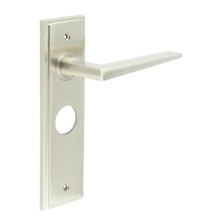 Mayfair Door Handle Bathroom Backplate Satin Nickel - By Frelan Hardware - BUR10KIT322