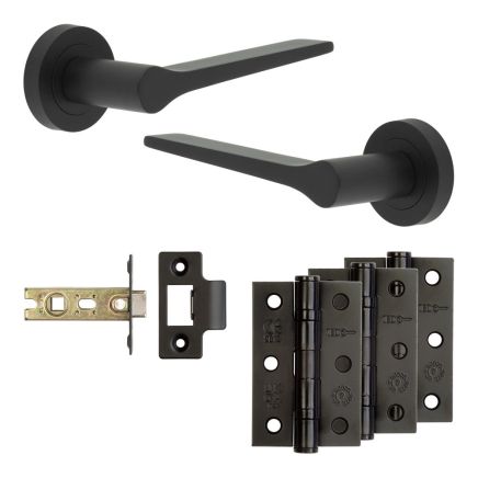 Complete Gio Door Handle Pack - Internal Doors - Matt Black - 64mm / 3-inch Hinges - JE-E2B-MB