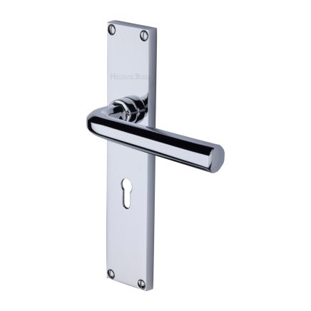 Heritage Brass Octave Lever Lock Door Handle on 200mm Plate Polished Chrome finish