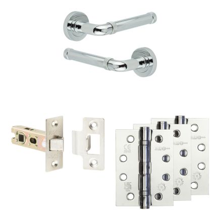 Complete Midtown Door Handle Pack - Internal Doors - Polished Chrome - 64mm / 4-inch Hinges - JE-G1A-PC