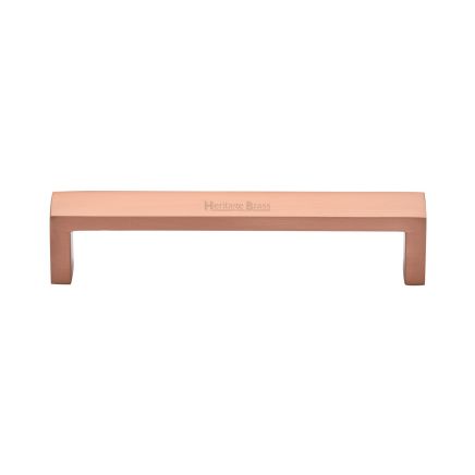 Heritage Brass Cabinet Pull Wide Metro Design 128mm CTC Satin Rose Gold Finish