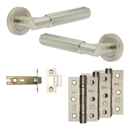 Complete Bloom Door Handle Pack - Internal Doors - Satin Nickel - 76mm / 3-inch Hinges - JE-B3B-SN