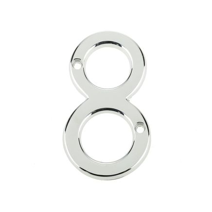 Jedo 75mm Screw Fix Numerals Polished Chrome No. 8 - By Frelan Hardware - JNPC-8