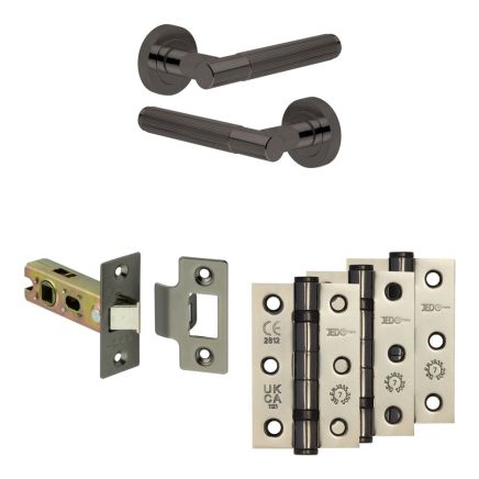 Complete Venice Door Handle Pack - Internal Doors - Black Nickel - 64mm / 3-inch Hinges - JE-F1B-BN