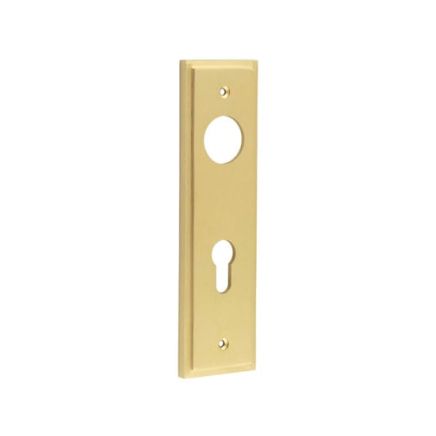 Burlington II Lever Plate Choices Din Euro Satin Brass - By Frelan Hardware - BUR455SB