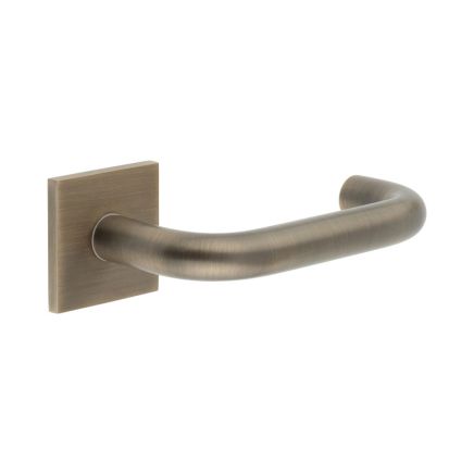 CR-106 Antique Brass Sprung Square Rose Door Handle - By Frelan Hardware - CR-106B1AB