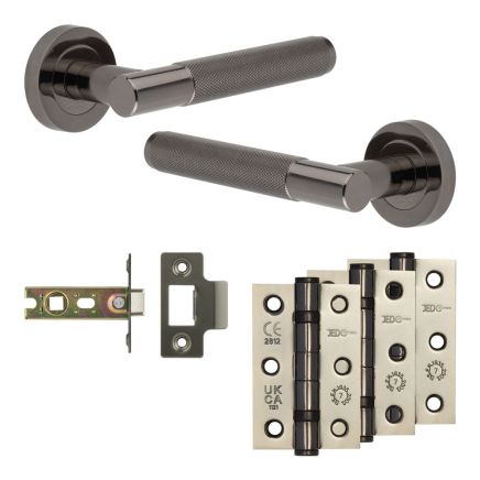 Complete Bari Door Handle Pack - Internal Doors - Black Nickel - 64mm / 3-inch Hinges - JE-D1B-BN