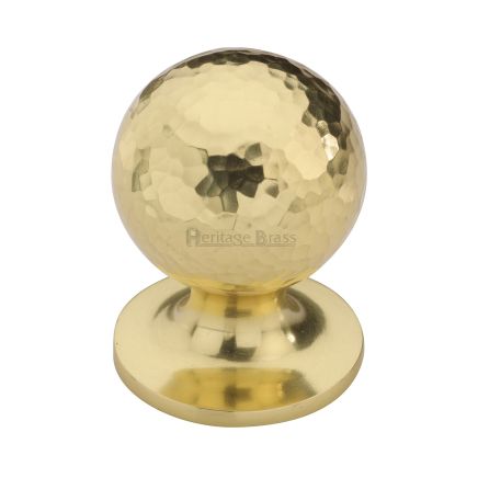 Heritage Brass Cabinet Knob Ball Hammered Design 32mm Polished Brass finish