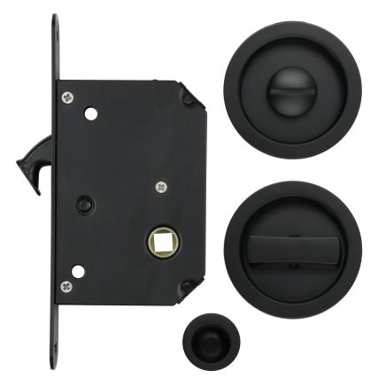 Zoo Hardware Sliding Door Lock Set - Suitable for 35-45mm Thick Doors - Matt Black