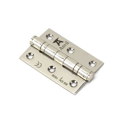 Polished Nickel 3" Ball Bearing Butt Hinge (pair) ss