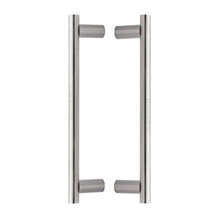 Heritage Brass Back to Back Door Pull Handle Round Bar Design 336mm Satin Nickel Finish