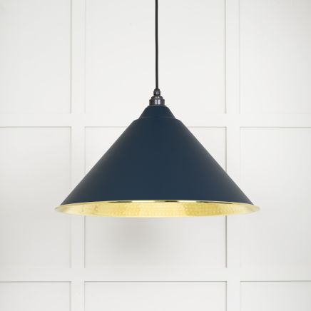 Hammered Brass Hockley Pendant in Dusk