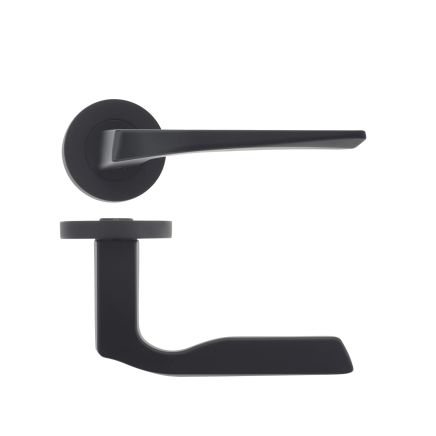 Zoo Hardware Lyra lever on round rose - Oscuro Matt Black