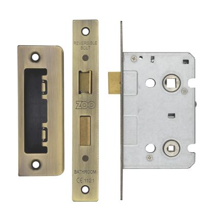 Zoo Hardware Bathroom Lock 2.5" - 57mm c/c - Antique Brass