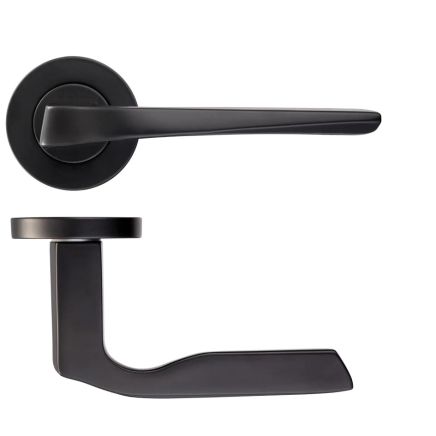 Zoo Hardware Lyra lever on round rose - Powder Coat Black