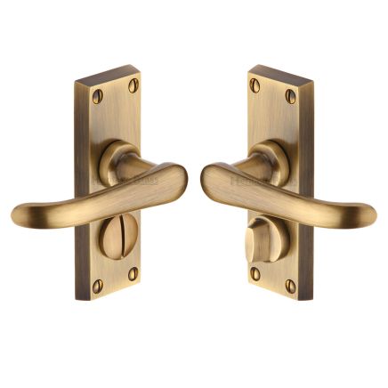 Heritage Brass Door Handle for Privacy Set Windsor Short Design Antique Brass finish