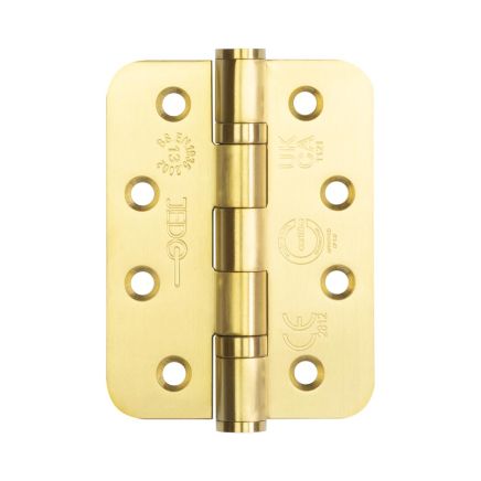 Jedo Stainless Steel Grade 13 Radiused Ball Bearing Hinges - 102x76x3mm - Satin Brass - Pair - J9500RSB
