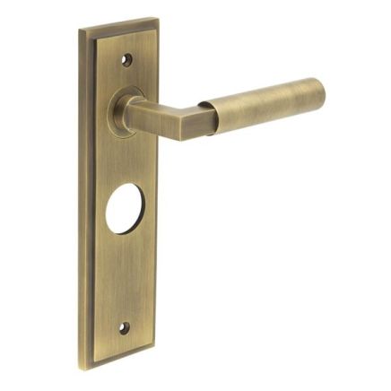 Westminster Door Handle Bathroom Backplate Antique Brass - By Frelan Hardware - BUR30KIT10