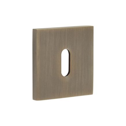 CR-T10 Antique Brass Standard Keyway Square Rose Escutcheon - By Frelan Hardware - CR-T10AB