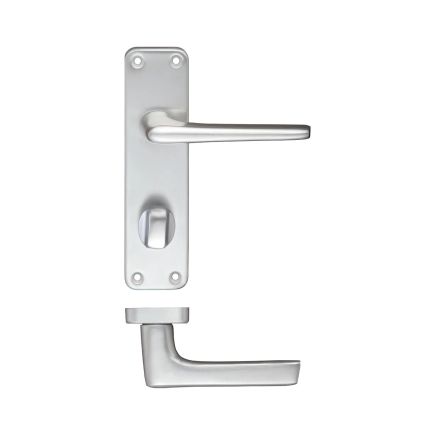 Zoo Hardware Contract Aluminium Lever on Privacy Backplate - Satin Aluminium