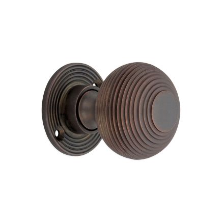 Beehive 50mm Rim/Mortice Door Knob Aged Bronze