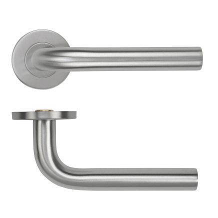 Zoo Hardware 19mm Radius Lever on Round Rose 53mm x 6mm Push-on Rose - BS EN 1906 Grade 3 - Grade 201 - Satin Stainless