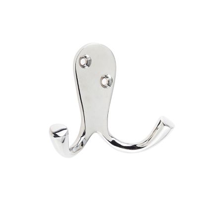 Jedo Double Robe Hooks 53mm Polished Nickel - By Frelan Hardware - JV62PN