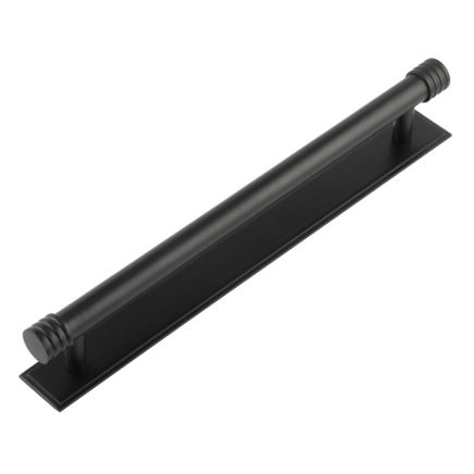 Hoxton Sturt Cabinet Handles 224mm Ctrs Stepped Backplate Matt Black - By Frelan Hardware - HOX-460MB-6060MB