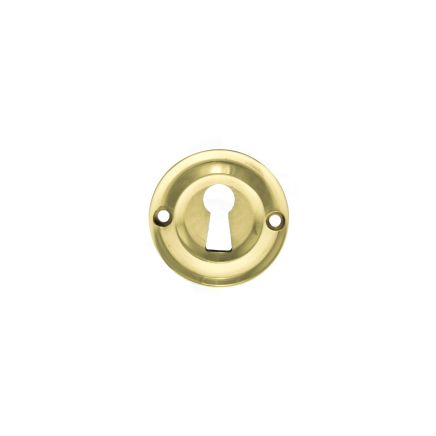 Old English Solid Brass Open Key Hole Escutcheons - Raw Brass (Pair)