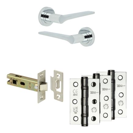 Complete Gio Door Handle Pack - Internal Doors - Polished Chrome - 76mm / 3-inch Hinges - JE-E3B-PC