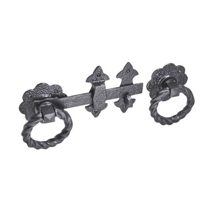 8"Fleur de Lys Twisted Ring Gate Latch