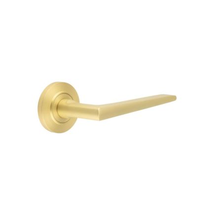 Mayfair Door Handle on Chamfered Rose Satin Brass - By Frelan Hardware - BUR10KIT236
