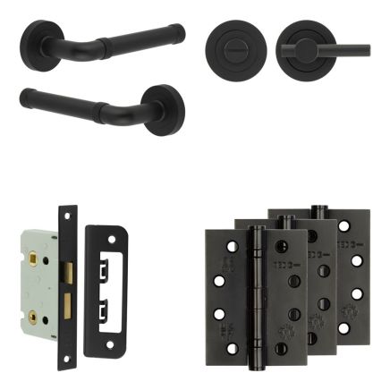 Complete Midtown Door Handle Pack - Bathroom - Black - By Frelan Hardware - JE-G5A2-MB