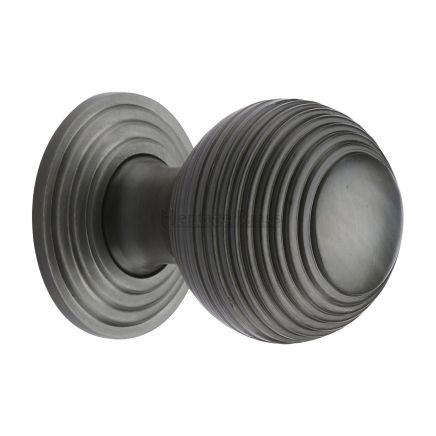 Heritage Brass Cabinet Knob Reeded Design 32mm Matt Bronze finish