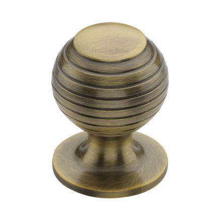 Heritage Brass Cabinet Knob Beehive Design 32mm Antique Brass finish