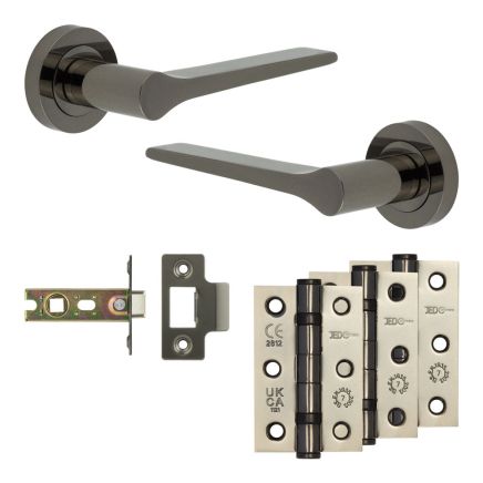 Complete Gio Door Handle Pack - Internal Doors - Black Nickel - 64mm / 3-inch Hinges - JE-E1B-BN